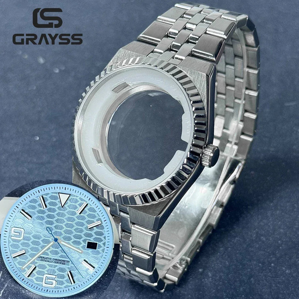 40mm Land-Dweller Watch Case & Dial Kit | Fits NH35 Miyota 8215 | 316L Stainless Steel Automatic Mechanical Case | Custom Iced Out Watch Base | Caratix - CaratixJewelry